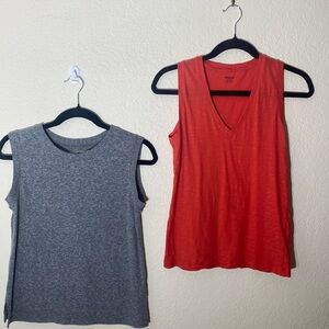 Madewell Bundle (1) Heather Gray Muscle (1) Burnt Orange V Neck T‎ Shirt Size XS